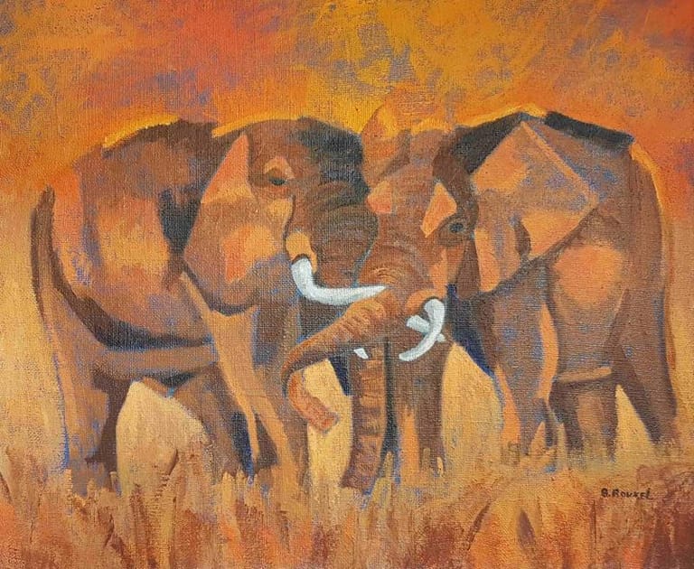 Peinture : Éléphants